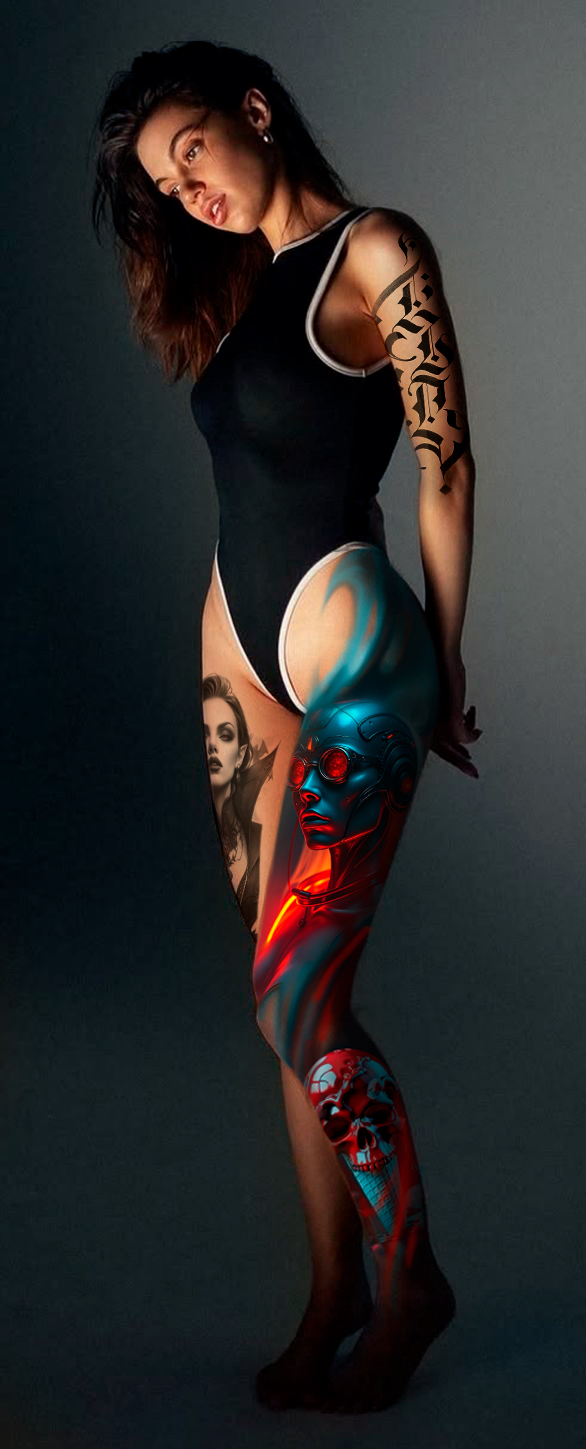 stil tattoo realizm devuchka s tattoo na noge