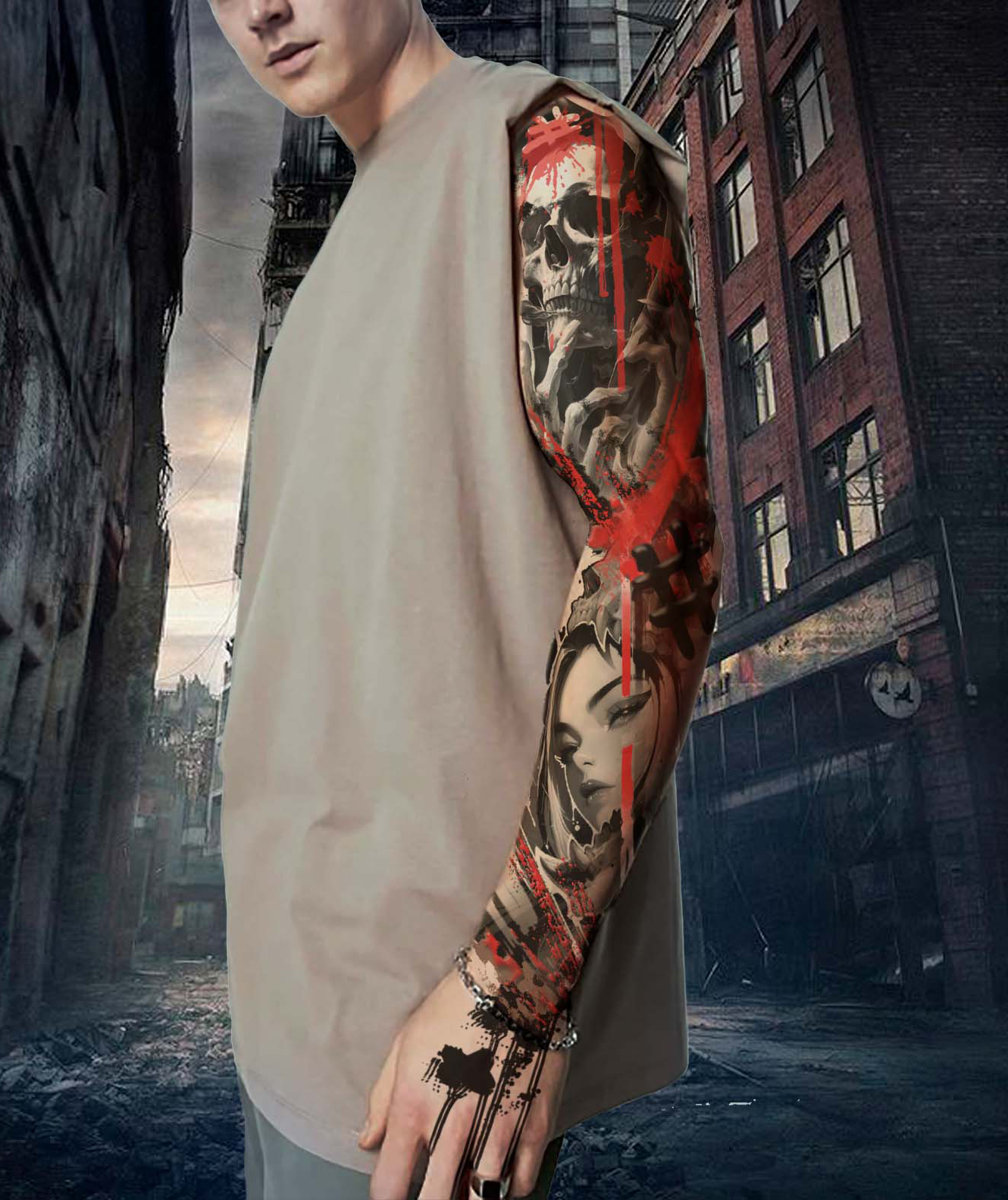 stil tattoo trech polka parnichka1 s rukavom na ulize